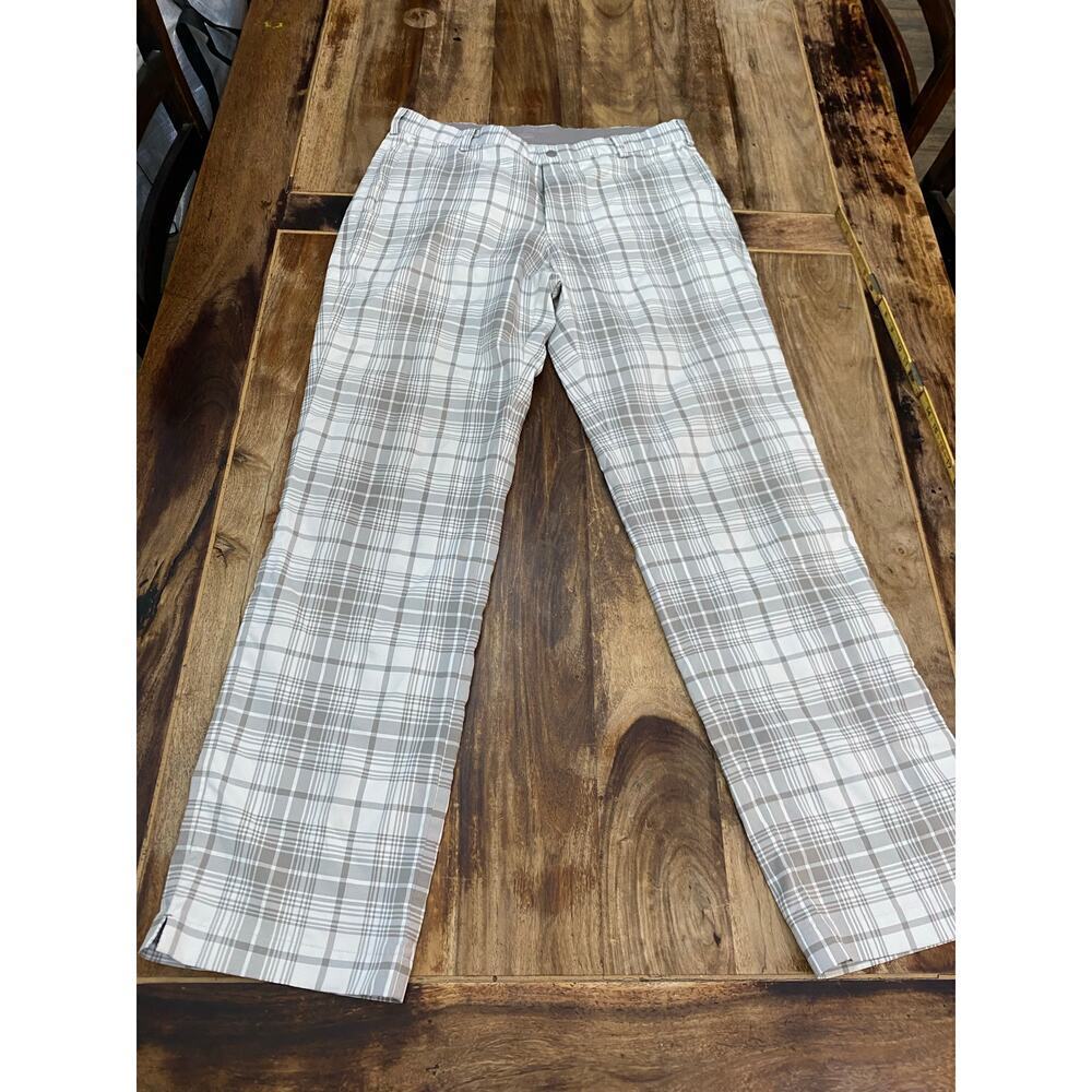 Nike Men's Gray Golf Dri-Fit Plaid Pattern Straight Leg Pants Size 34X34